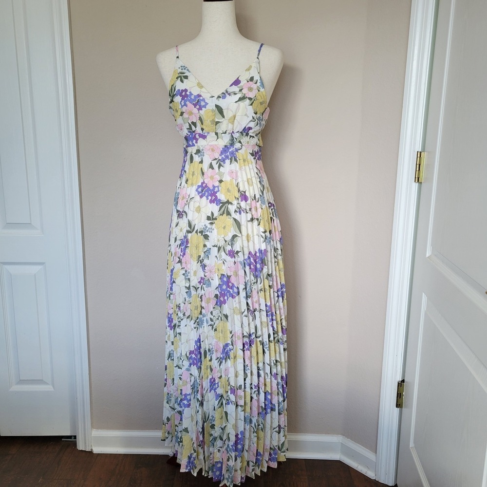 Jessica Simpson Floral Pleated Maxi Slip Dress Size S Babydoll Fairy Cottage